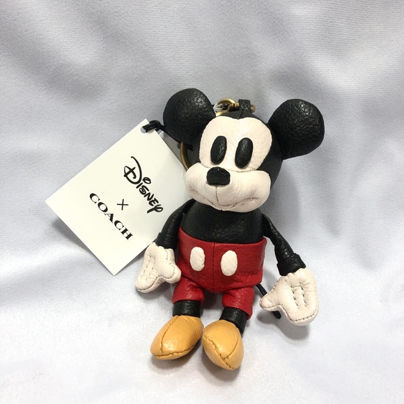 Coach x Disney Mickey Mouse 50th Leather Plush Bag Charm Keychain Fob - NEW - Picture 3 of 5